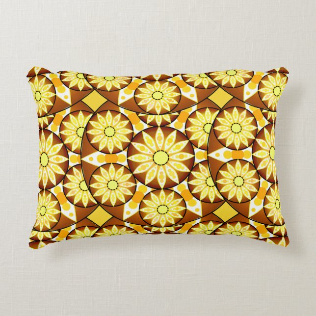 Almofada Decorativa Padrão de mandala, tons de marrom e ouro (Frente)