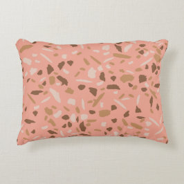 Almofada Decorativa Padrão de mármore terrazzo bege pêssego marrom