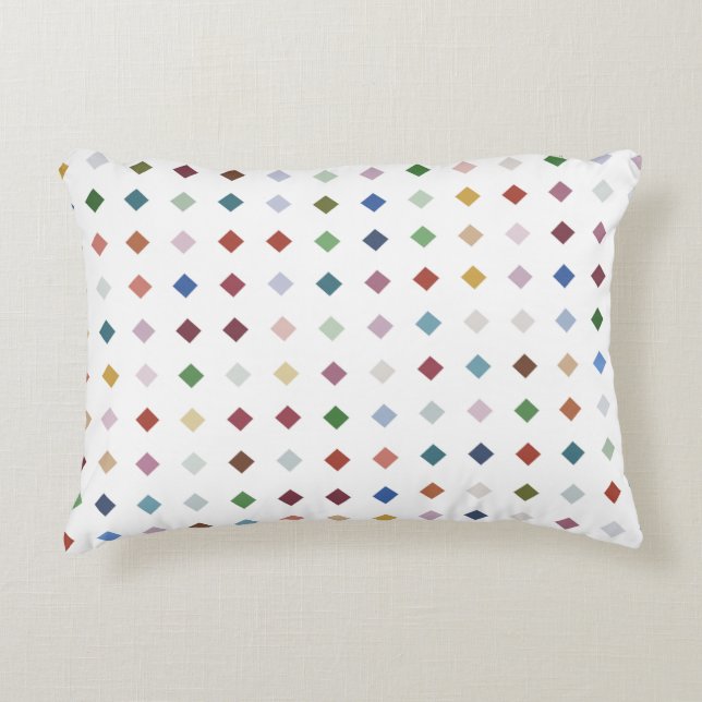 Almofada Decorativa Padrão de Matriz Geométrica de Diamantes Multicolo (Frente)