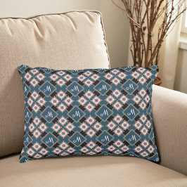 Almofada Decorativa Padrão de Monograma Geométrico Moderno