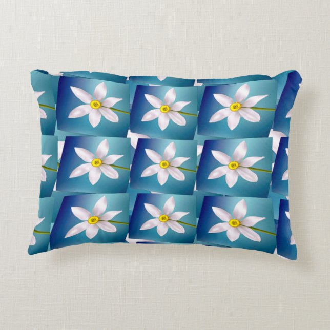 Almofada Decorativa Padrão de Narciso Branco (Verso)