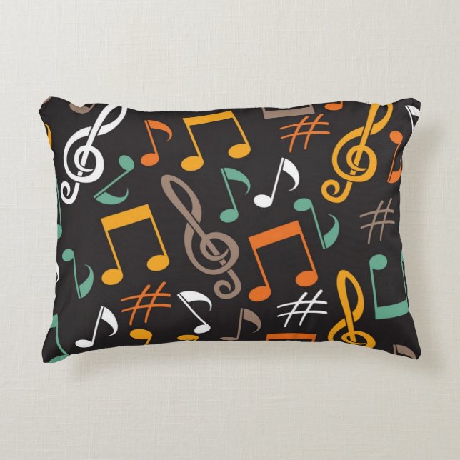 Almofada Decorativa Padrão de notas de música (Frente)