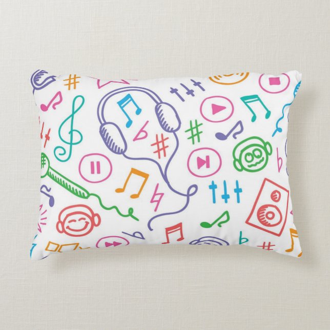 Almofada Decorativa Padrão de notas de música (Frente)