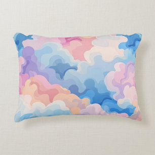 Almofada Decorativa Padrão de Nuvem do Dreamy Pastel Abstrato em Aquar