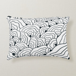 Almofada Decorativa Padrão de Onda Monocromática, Arte de Linha Abstra