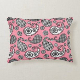 Almofada Decorativa Padrão de Paisley, tons de cinza a rosa