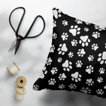 Padrão de patas, impressões de pata, preto e branc