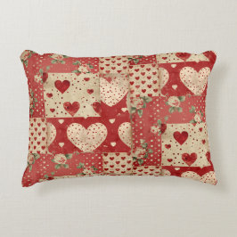 Almofada Decorativa Padrão de patch vermelho do Chique Vintage