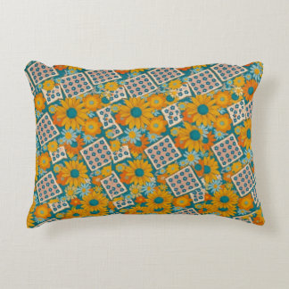 Almofada Decorativa Padrão de Patchwork Floral Retro dos Anos 70