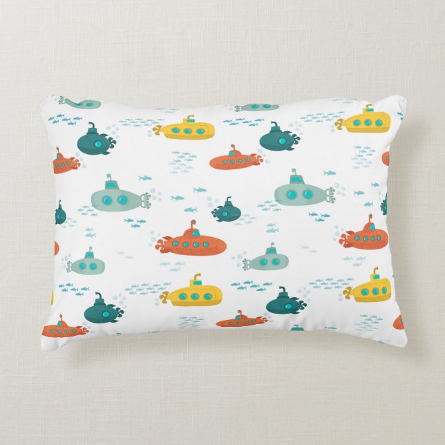 Almofada Decorativa Padrão de Peixe do Mar Profundo Submarino Fofo (Frente)