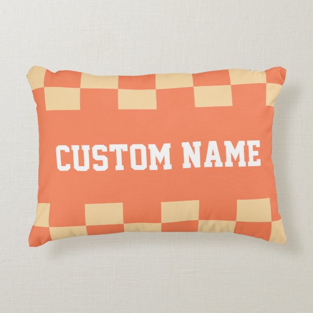 Almofada Decorativa Padrão de quadro de verificação (Frente)