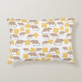 Almofada Decorativa Padrão De Queijo Comendo Rodante De Rato Fofo