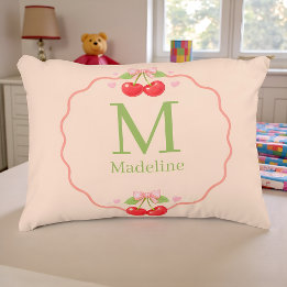 Almofada Decorativa Padrão de Sobremesa de Cereja Fofa Estética Doce