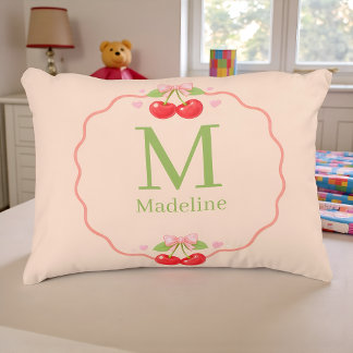 Almofada Decorativa Padrão de Sobremesa de Cereja Fofa Estética Doce