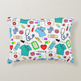 Almofada Decorativa Padrão De Suprimentos Médicos De Enfermeira