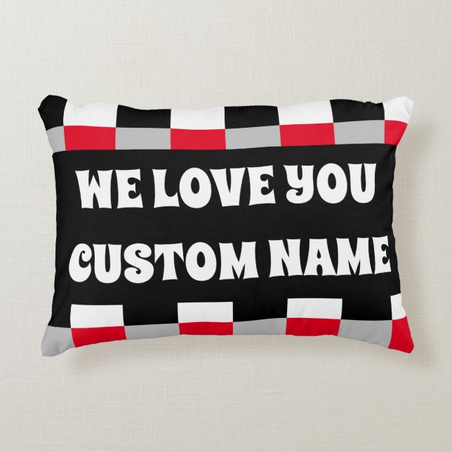 Almofada Decorativa Padrão de tabuleiro de xadrez editável (Frente)