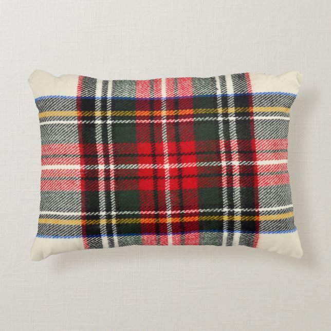 Almofada Decorativa Padrão de tartan escocês. Xadrez de lã vermelha e  (Frente)