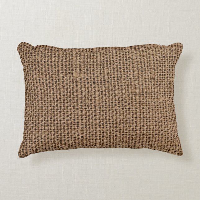 Almofada Decorativa Padrão de Textura de Burlap Faux (Frente)