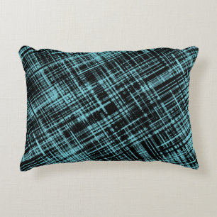Almofada Decorativa Padrão de tiragem de Abstrato preto e turquesa