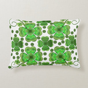 Almofada Decorativa Padrão de Trevo e Redemoinho Verde Metálico Person