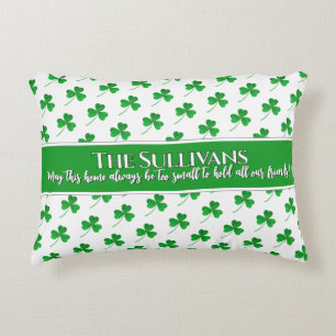 Almofada Decorativa Padrão de trevos irlandeses personalizado para cas