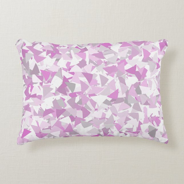 Almofada Decorativa Padrão de Triângulo Rosa Roxo (Frente)
