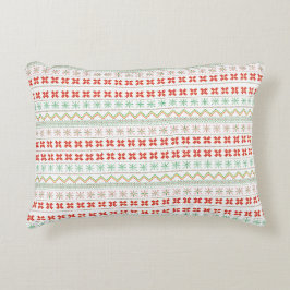 Almofada Decorativa Padrão de tricô Pixel Verde-Amarelo-Vermelho