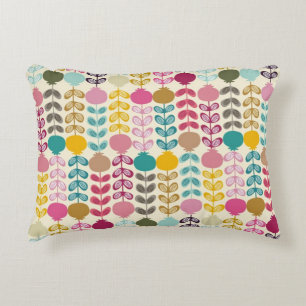 Almofada Decorativa Padrão de Tulipas Retro-Abstrato com Coloração bra