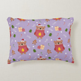 Almofada Decorativa Padrão de Urso de Natal Fofo | Inverno de Férias A