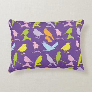 Almofada Decorativa Padrão de variedade de aves colorida em Pastel