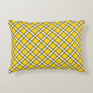 Almofada Decorativa Padrão de xadrez amarelo e branco