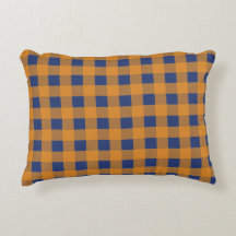 Padrão de Xadrez Azul Laranja de outono