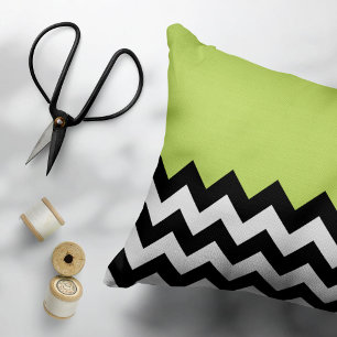 Almofada Decorativa Padrão de ziguezague preto e branco, Chevron, verd
