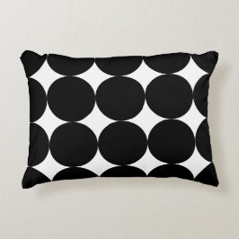 Almofada Decorativa Padrão do Círculo Geométrico Retro Branco Preto