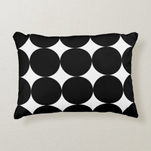 Almofada Decorativa Padrão do Círculo Geométrico Retro Branco Preto