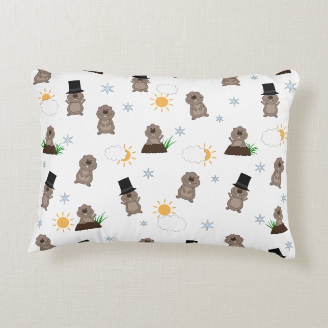 Almofada Decorativa Padrão do Dia do Groundhog (Verso)
