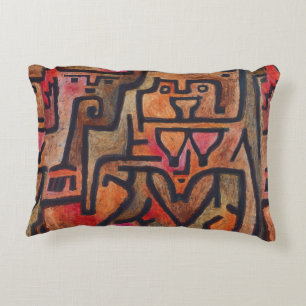 Almofada Decorativa Padrão do Expressionista Vermelho Klee Abstrato