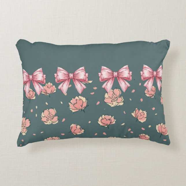Almofada Decorativa Padrão e Arco rosa de pedonia (Frente)
