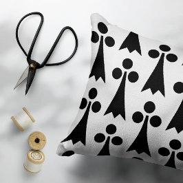 Almofada Decorativa Padrão Ermine, Padrão Medieval, Preto em Branco