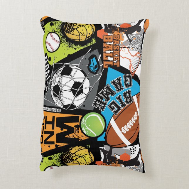 Almofada Decorativa Padrão Esportivo Com Bolas (Verso(Vertical))