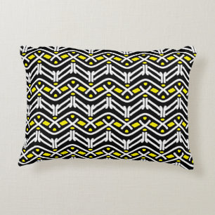 Almofada Decorativa Padrão Exclusivo de Chevron Tribal Amarelo e Preto
