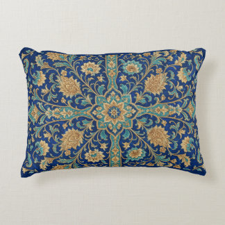 Almofada Decorativa Padrão Floral Arabesco Persa Azul Real