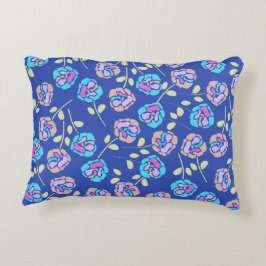Almofada Decorativa Padrão Floral Azul e Roxo