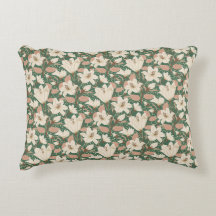 Padrão Floral Botânico de Beige Lily Verde