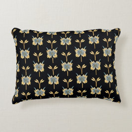 Almofada Decorativa Padrão Floral Com Flores Azuis e Amarelas