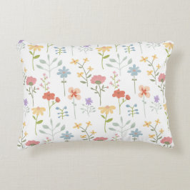 Almofada Decorativa Padrão Floral de Flores Selvagens de Aquarela