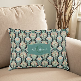 Almofada Decorativa Padrão Floral de Monograma Botânico Abstrato Vinta