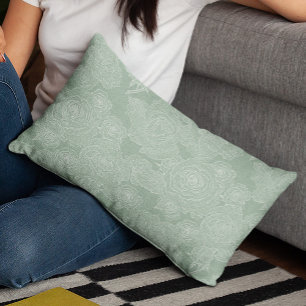 Almofada Decorativa Padrão floral de tendência de cama verde de sáb