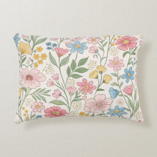 Almofada Decorativa Padrão Floral de Verão com Flores Silvestres
