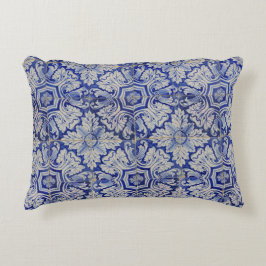 Almofada Decorativa Padrão Floral de Vintagem do Mediterrâneo Azul e B
